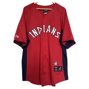 Cleveland Indians Bob Feller Hall Of Fame Cooperstown Collection Jersey XL Red
